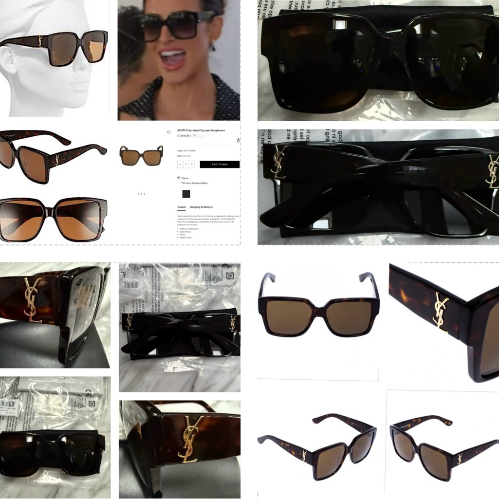 Saint Laurent Classic Shiny Dk Brown Sunglasses With Iconic “Ysl” In Bold Gold